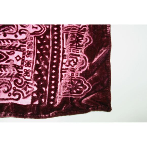 Urban Outfitters Burnout Velvet Kimono Topper Maroon Open Front Boho Festival - Picture 4 of 4